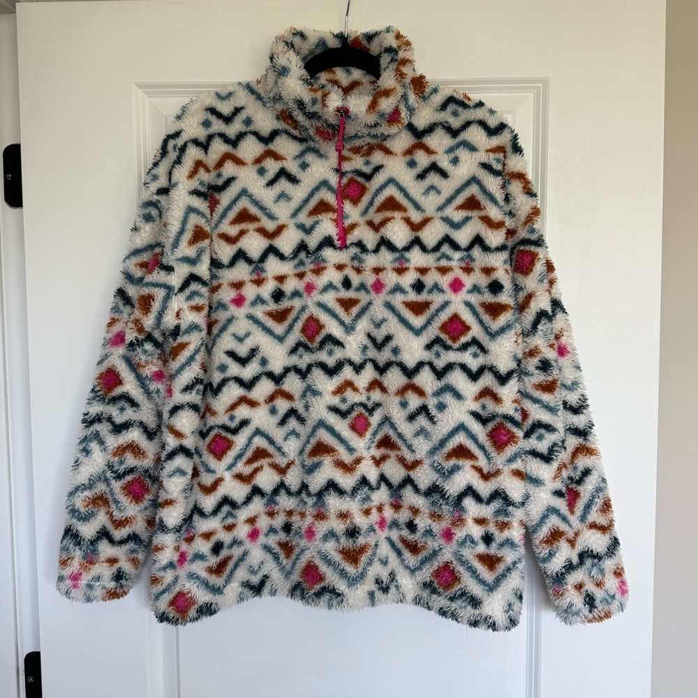 Eddie Bauer Aztec Sherpa Fleece Quarter Zip Pullover size Women's XL
